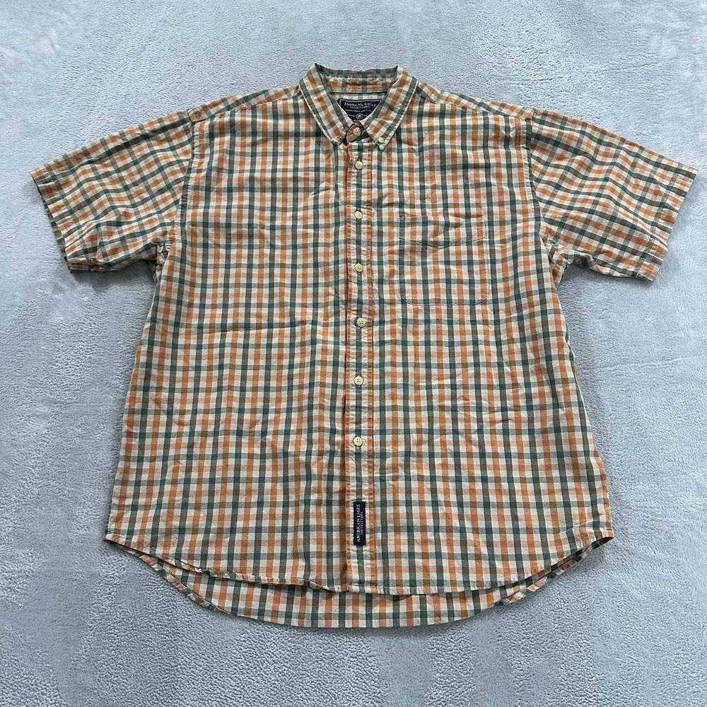 American Eagle Outfitters Shirt Men's Large The Big B.D. Plaid Button Down Short
